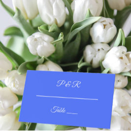 Royal Blått enkelt formaterat skript Bröllop Placeringskort