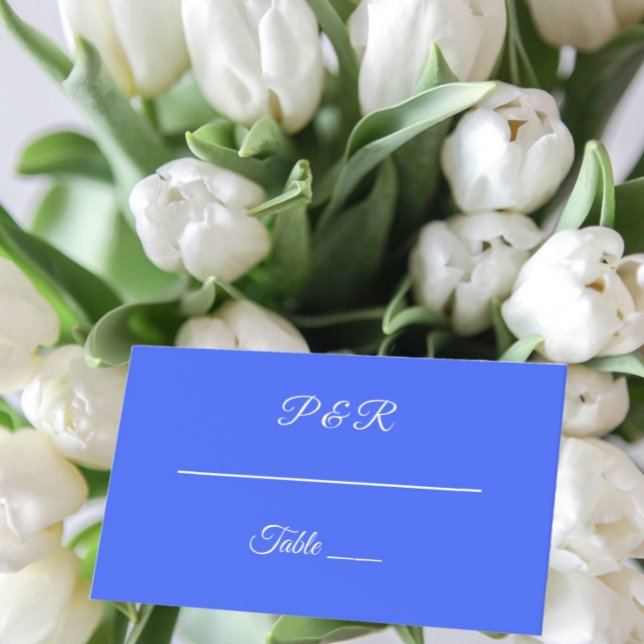 Royal Blått enkelt formaterat skript Bröllop Placeringskort (In Situ Wedding)