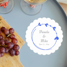 Royal Blått enkelt hjärtkrans Bröllop Underlägg Papper