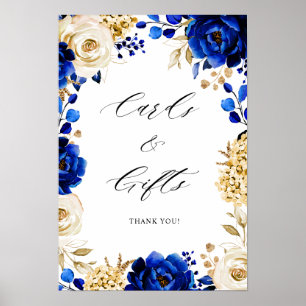Royal Blått Gult Guld-metallkort och -gåvor Poster