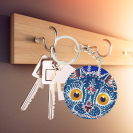 Royal Blått unikt kaleidoskop-kattteckning Keychai