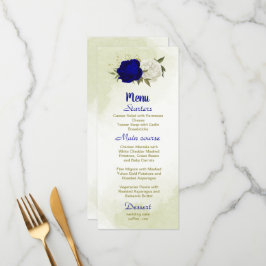 royal blåvita blommor grönt löv bröllop meny