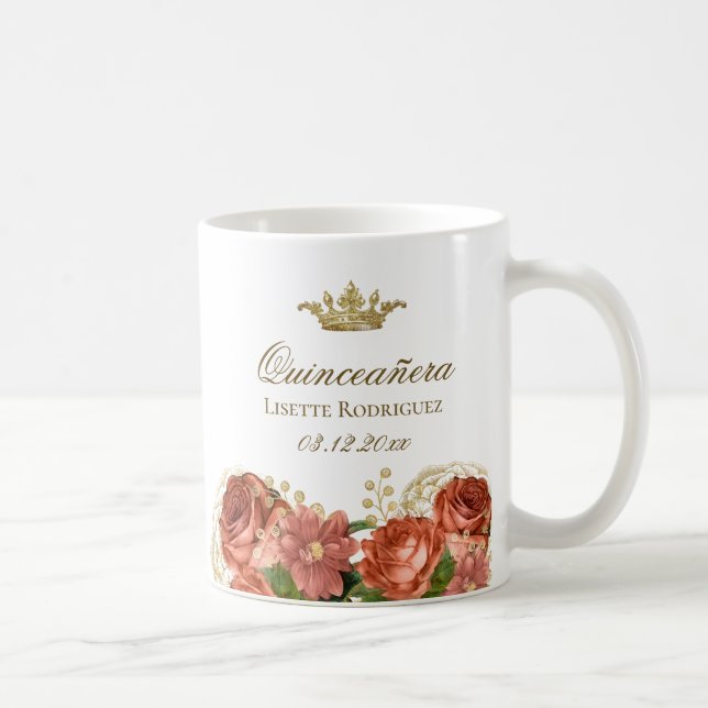 Royal Blommigt Quinceanera Kaffemugg (Höger)
