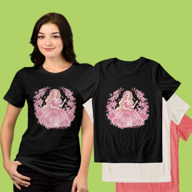 Royal Bloom Rosa Blommig Dam Grafisk T-Shirt (Skapare uppladdad)