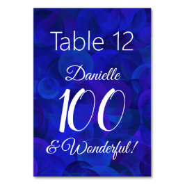 Royal Blue 100 och fantastisk Födelsedagsfest Bordsnummer