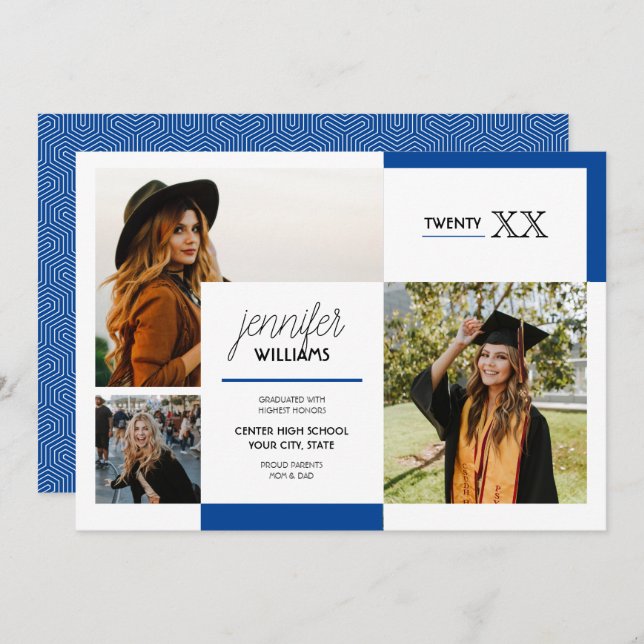 Royal Blue 3 Photo Studenten-meddelande (Fram/baksida)