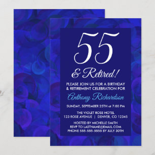 Royal Blue 55 och Pensionerad pensionsfest inbjuda Inbjudningar