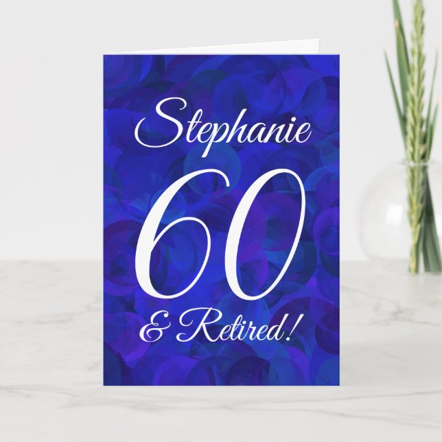 Royal Blue 60 och pensionerad Lycklig Pension Kort (Framsida)