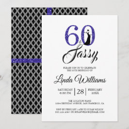 Royal Blue 60 och Sassy | 60:e Födelsedagsfesten Inbjudningar