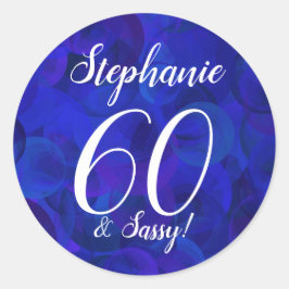 Royal Blue 60 och Sassy Birthday Favor Runt Klistermärke