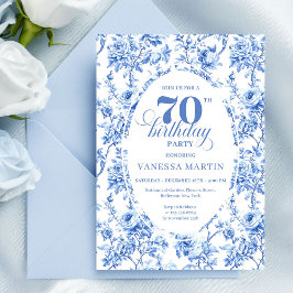 Royal Blue 70th Birthday Elegant Party Invitation Inbjudningar