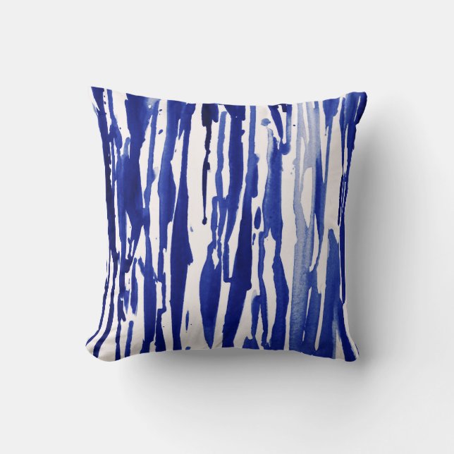 Royal Blue Abstrakt Rand Kudde (Framsida)
