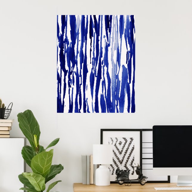 Royal Blue Abstrakt Rand Poster (Hemmakontoret)