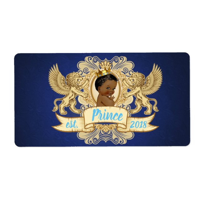 Royal Blue African Prince-Mini Champagne Labels Fraktsedel (Framsidan)