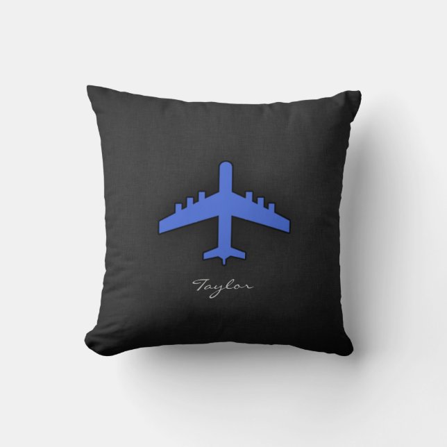 Royal Blue Airplane Kudde (Framsida)