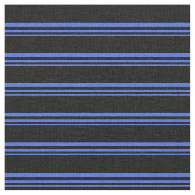 Royal Blue and Black Färgad Linjer Tyg (Närbild)