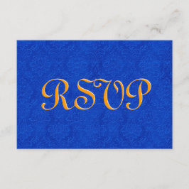 Royal Blue and Guld OSA Damask Wedding R204 Kort