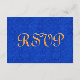 Royal Blue and Guld OSA Damask Wedding R204 Kort
