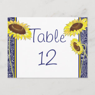 Royal Blue and Gult Sunblommor Bord Card Vykort