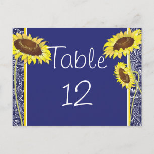 Royal Blue and Gult Sunblommor Bord Card Vykort