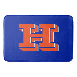 Royal Blue and Orange Collegiate Color Monogram Badrumsmatta