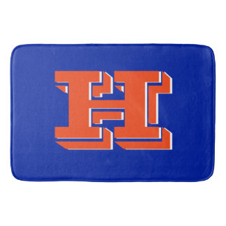 Royal Blue and Orange Collegiate Color Monogram Badrumsmatta
