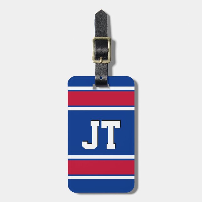 Royal Blue and Red Sport Rand Personlig Bagagebricka (Vertikal Framsida)