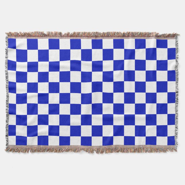 Royal Blue and White Checkboard Mönster Mysfilt (Framsidan)