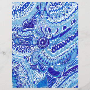Royal Blue and White Ming stil mönster art