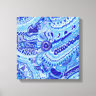 Royal Blue and White Ming stil oriental Canvastryck