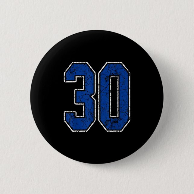 Royal Blue and White Number 30 Jersey Player Unifo Knapp (Framsida)
