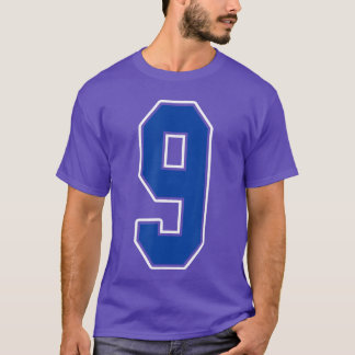Royal Blue and White Number 9 Jersey Player Unifor T Shirt