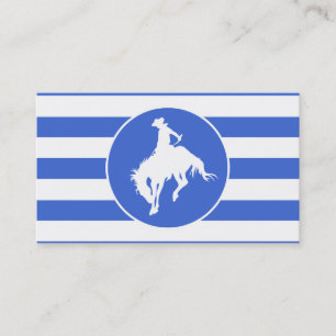 Royal Blue and White Rand; Rodeo Cowboy Visitkort