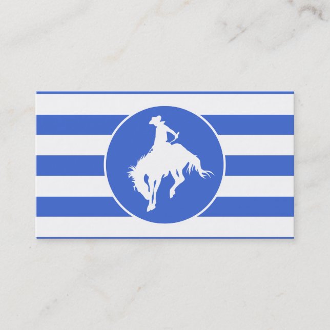 Royal Blue and White Rand; Rodeo Cowboy Visitkort (Framsida)