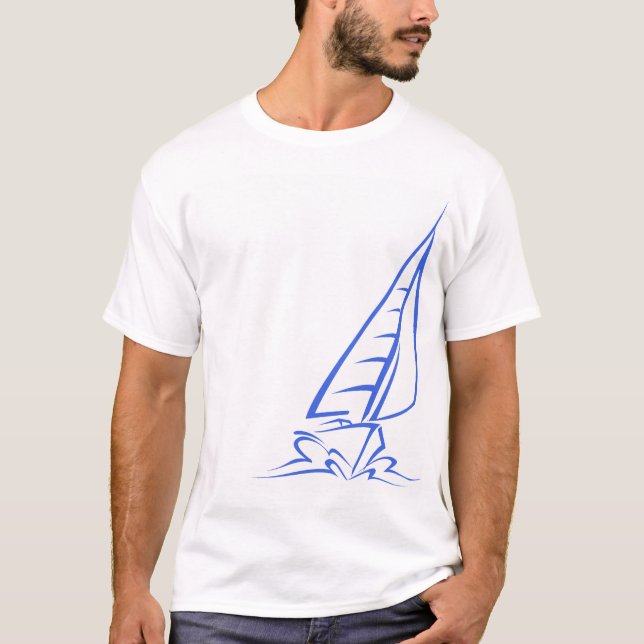 Royal Blue and White Sailing; Segelbåt Tee (Framsida)