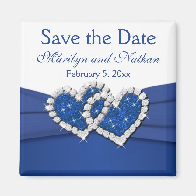 Royal Blue and White Wedor Favor Magnet (Framsidan)