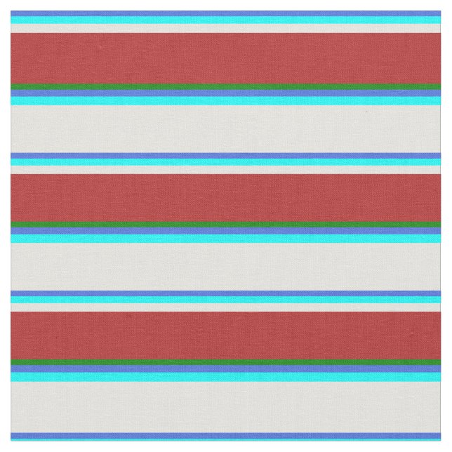 Royal Blue, Aqua, Light Cyan, Red & Grönt Färgad Tyg (Närbild)