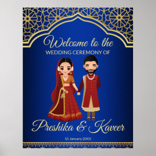 Royal blue arabian arch hindu-par indisk poster