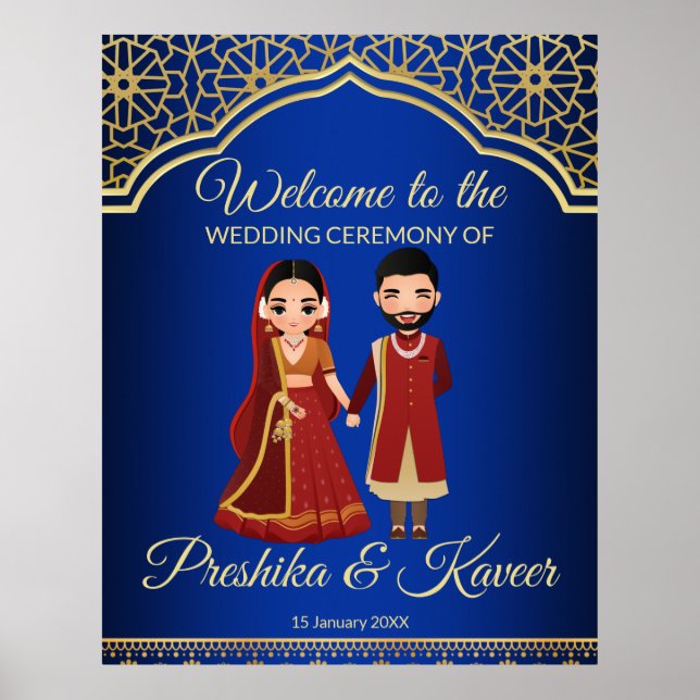 Royal blue arabian arch hindu-par indisk poster (Framsidan)