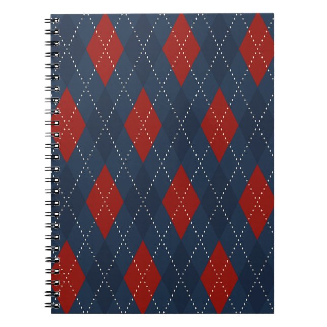 Royal Blue Argyle jul Mönster Anteckningsbok (Framsidan)