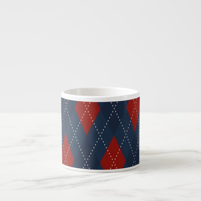 Royal Blue Argyle jul Mönster Espressomugg (Framsidan)