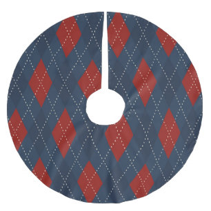 Royal Blue Argyle jul Mönster Julgransmatta Borstad Polyester