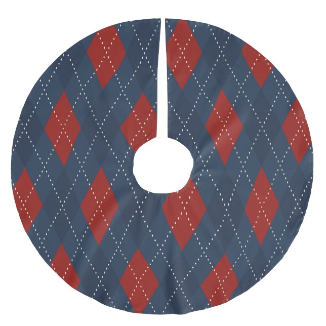 Royal Blue Argyle jul Mönster Julgransmatta Borstad Polyester (Framsidan)