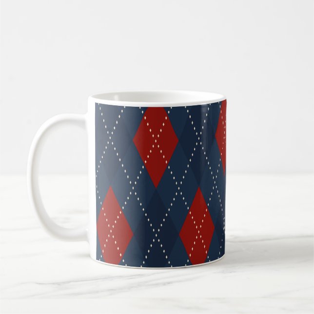 Royal Blue Argyle jul Mönster Kaffemugg (Vänster)