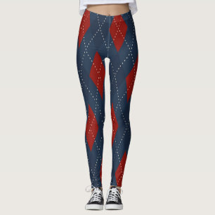 Royal Blue Argyle jul Mönster Leggings