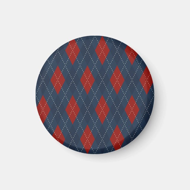 Royal Blue Argyle jul Mönster Magnet (Framsidan)
