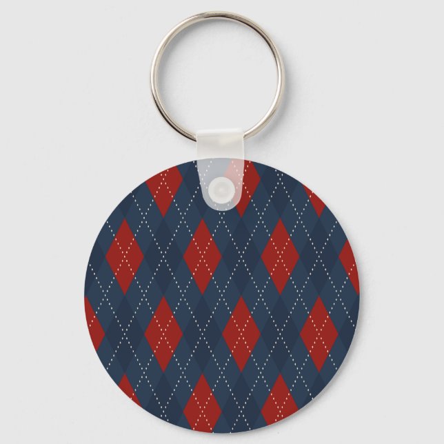 Royal Blue Argyle jul Mönster Nyckelring (Framsida)