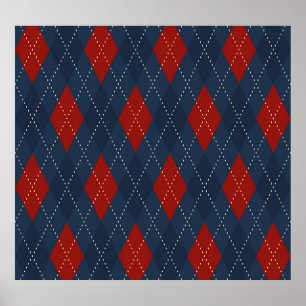 Royal Blue Argyle jul Mönster Poster