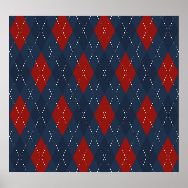 Royal Blue Argyle jul Mönster Poster (Framsidan)