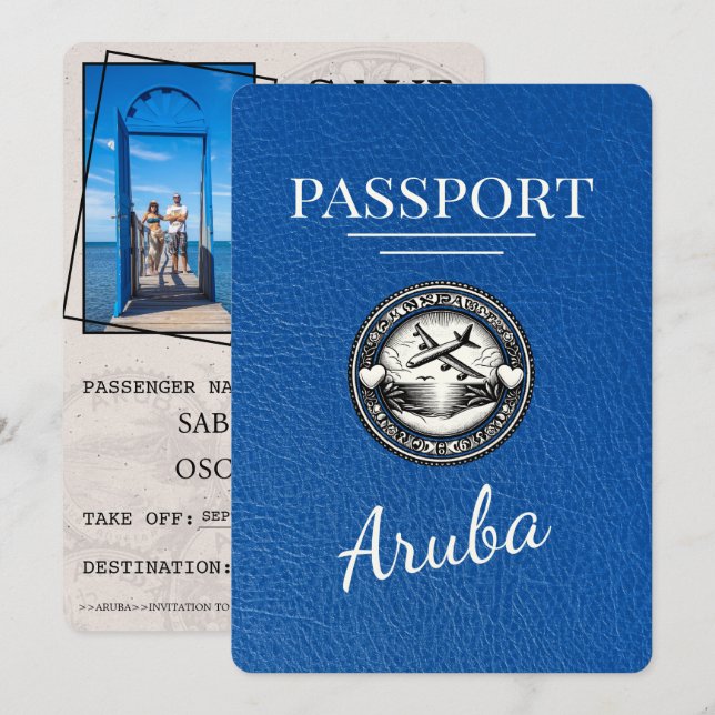 Royal Blue Aruba Passport Spara datum Datumet (Fram/baksida)